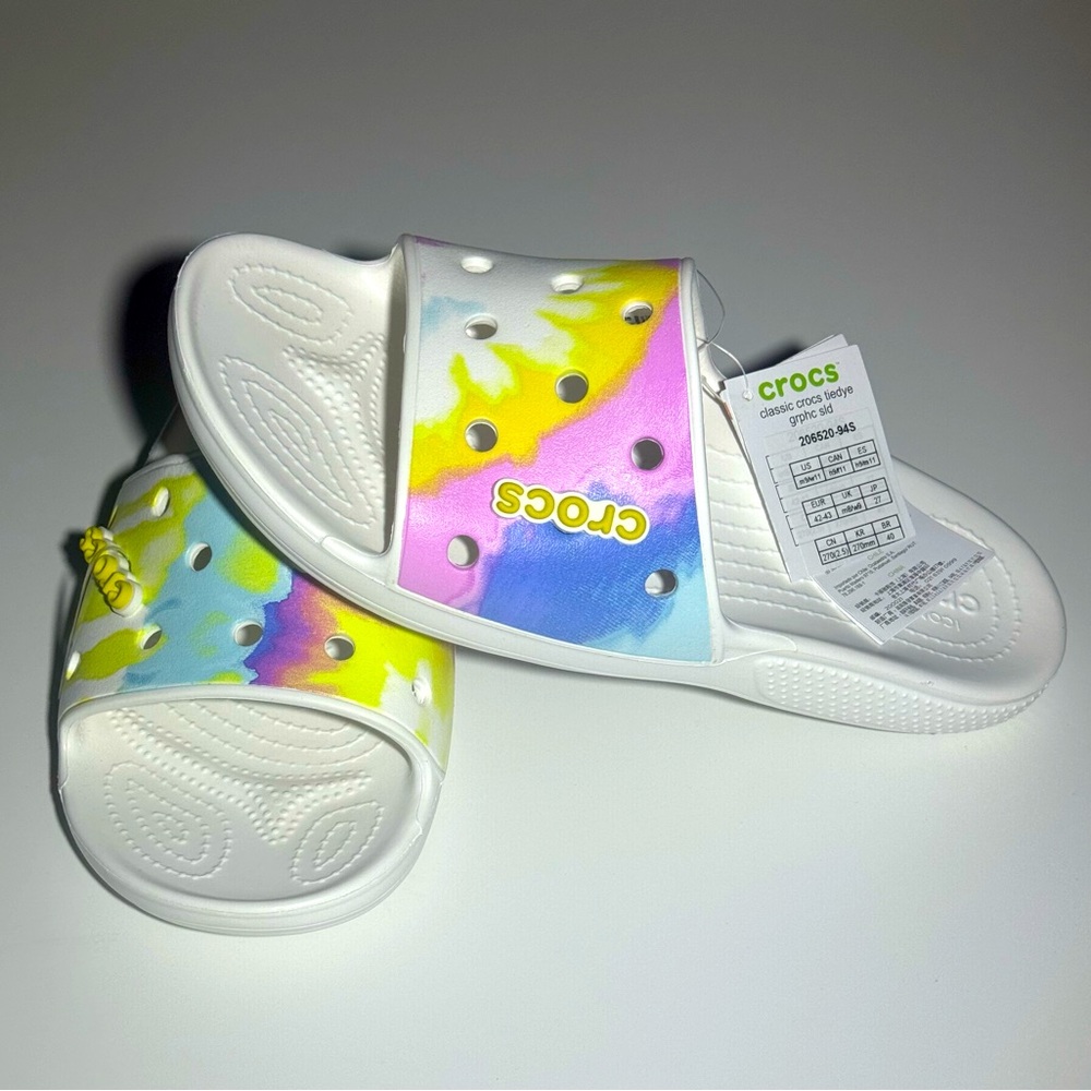 CROCS Classic Tiedye Graphic Slide NWT Size W 11/ M 9